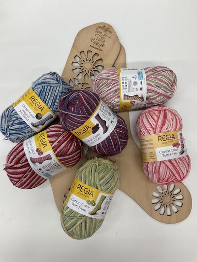 Sommersockenwolle REGIA Cotton Color Baumwolle/Polyamid/Polyester Fr. 11.90/Knäuel ergibt ein paar Socken