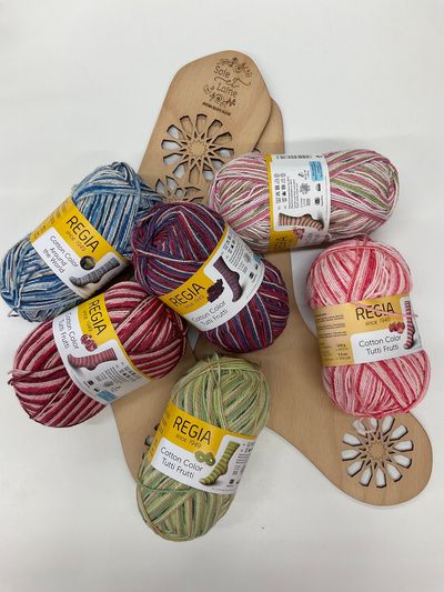Sommersockenwolle REGIA Cotton Color Baumwolle/Polyamid/Polyester Fr. 11.90/Knäuel ergibt ein paar Socken